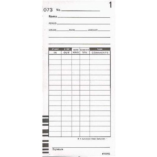 200 Count, Lathem (E7 ) Compatible Time Cards for the 7000E, 7500E Time Clocks