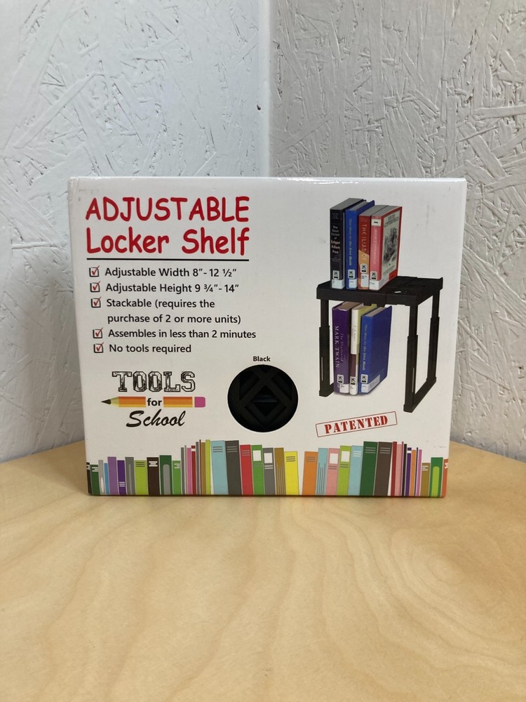 Tools for School Locker Shelf, Adjustable, Stackable (Black) No Tools Required