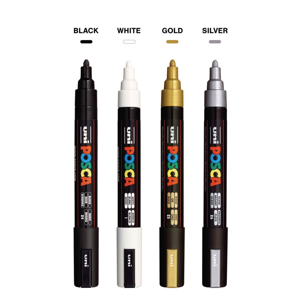 uni-ball PC5M4C Medium Bullet Tip Water-Based Paint Marker - Assorted (4/ST) New