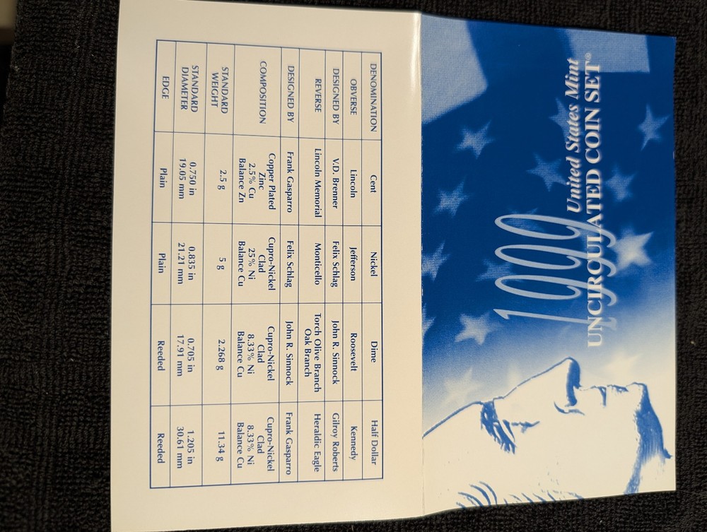 1999 US Mint Uncirculated set OGP