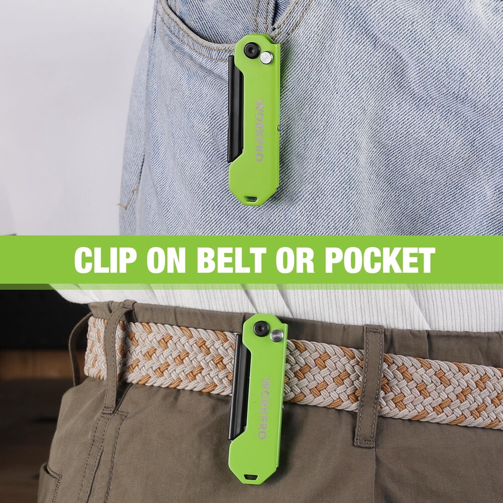 WORKPRO EDC Folding Utility Knife Mini Box Cutter with Quick Open Axis Lock USA