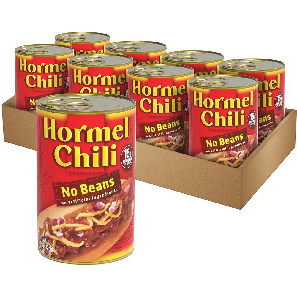 Convenient 8 Pack Hormel Chili No Beans 15 Oz - Easy-Pull Can for Quick Meals