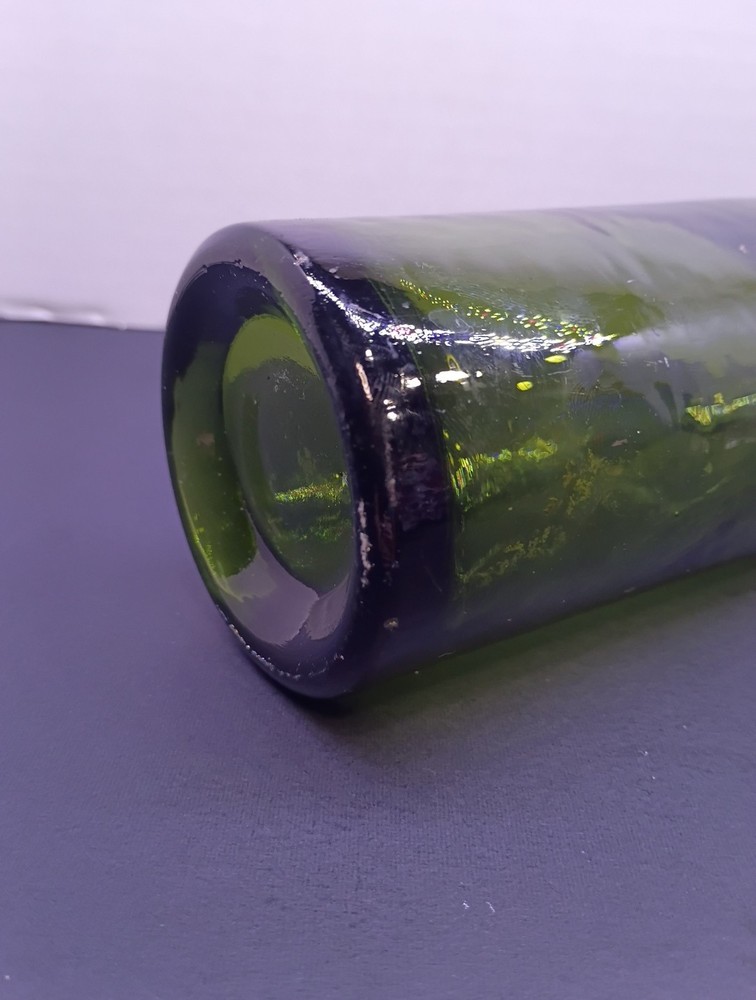 Antique Olive Green Glass Bottle About 10”