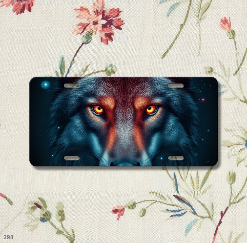 Hyperrealistic Wolf License Plate Your Text Vanity Plate Special Gift