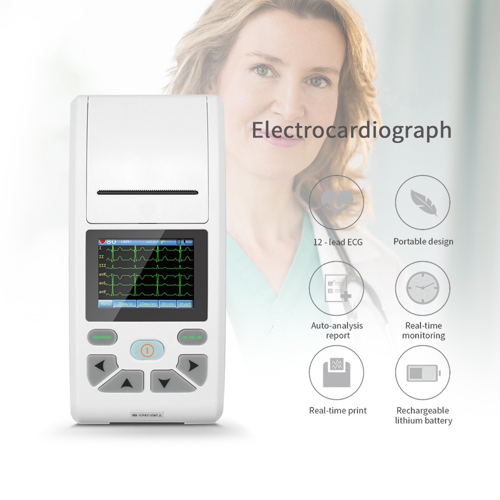 Handheld ECG EKG Machine 1/3/6/12-lead electrocardiograph Printer PC Software