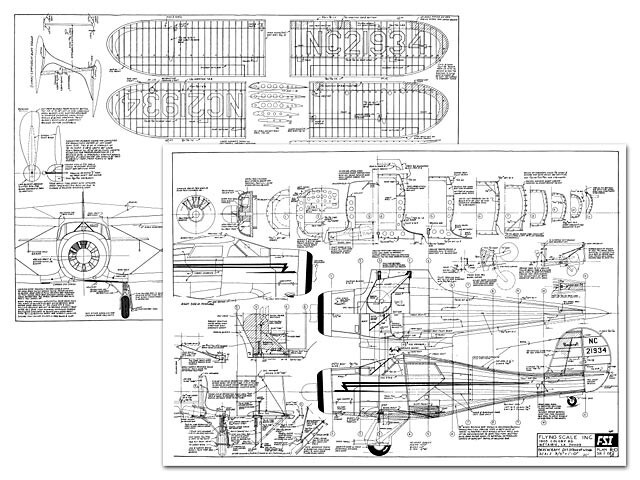 Beechcraft D-17 Staggerwing 25" WS RC Model Airplane Plans Templates PDF on USB