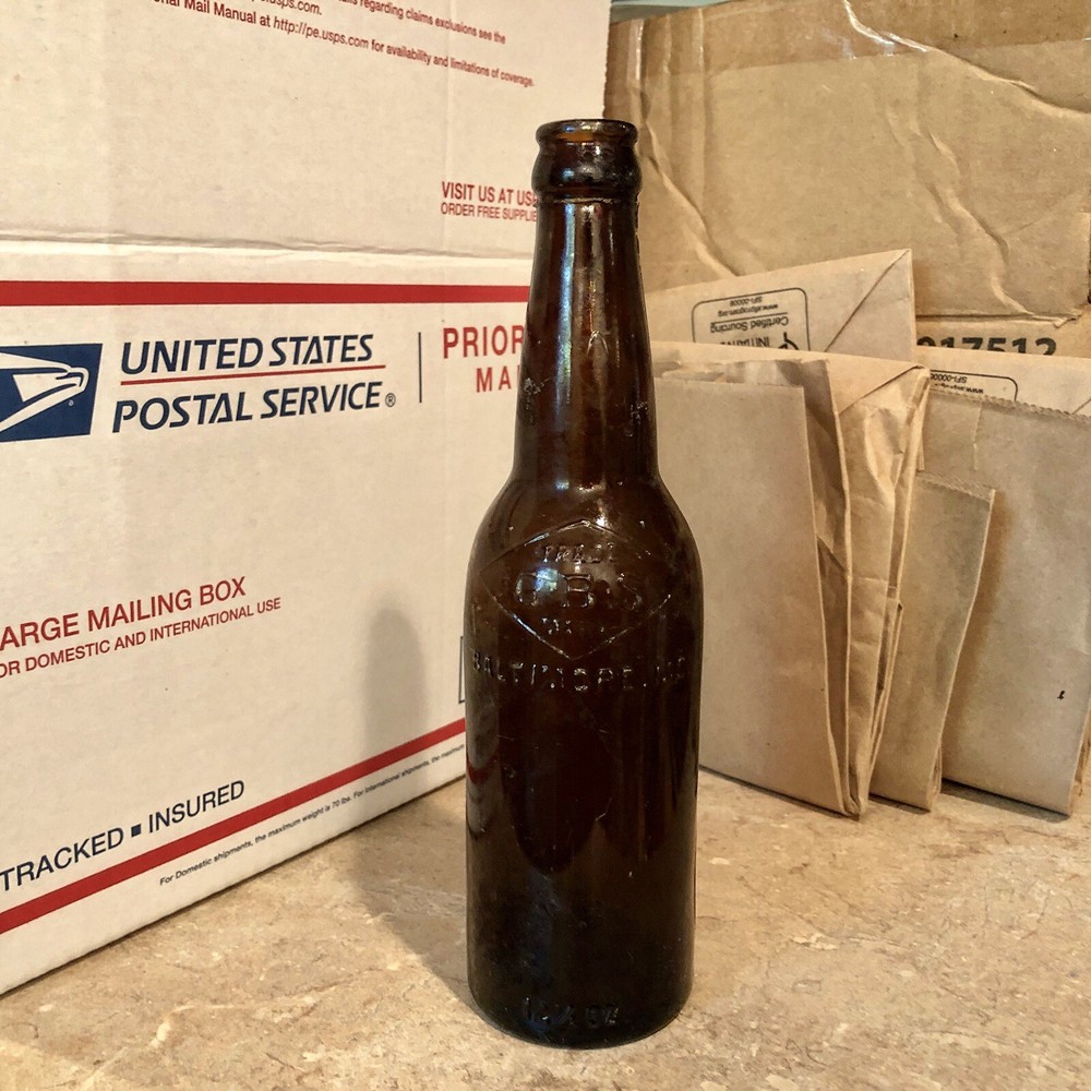 Embossed Pre-Pro Beer Bottle GBS Baltimore MD Diamond Frame Dark Amber Ca 1910