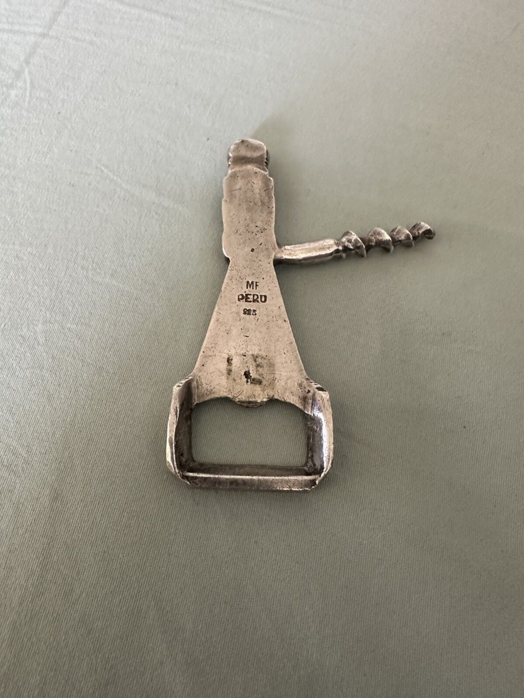 Sterling Silver Corkscrew/ Bottle Opener Made In Peru, Solid Silver
