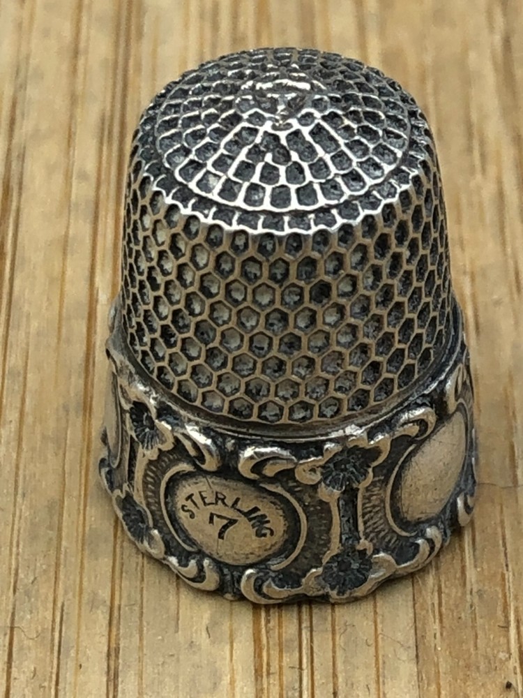Vintage Sterling Silver Thimble, size 7, with Initials engraved