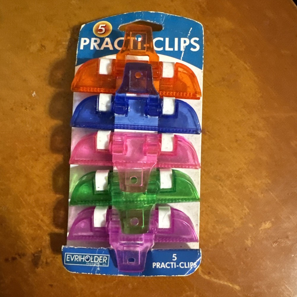 Practi-Clip, Neon Colored Multi Use Unique Practical Clips, 5 pc Set NEW