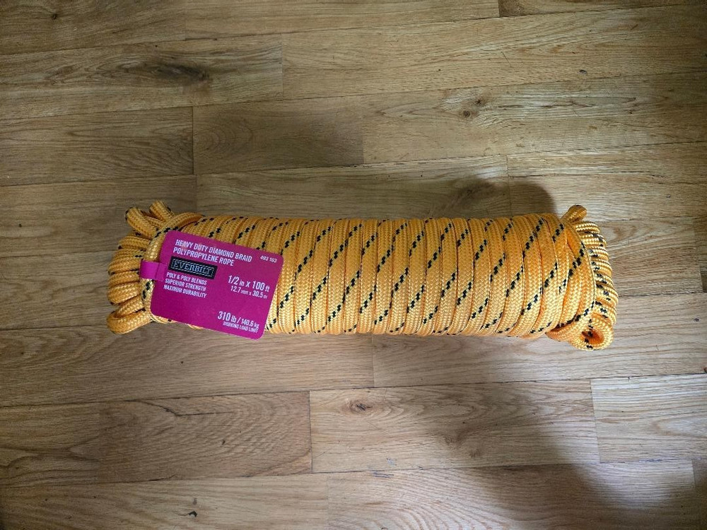 Diamond Braid Polypropylene Rope 1/2" x 100' Heavy Duty  Assorted Color