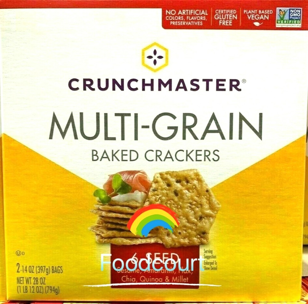 2 Packs Crunchmaster Multi-Grain 6 Seed Baked Crackers 28 oz Each Pack