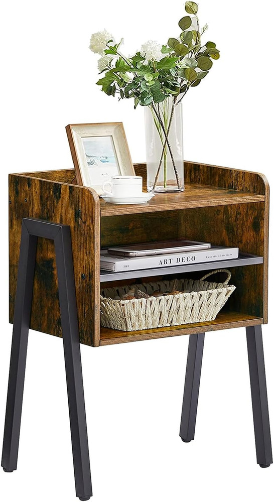 Nightstand Industrial Side Table/End Table/Stackable Accent Furniture with 2-Tie