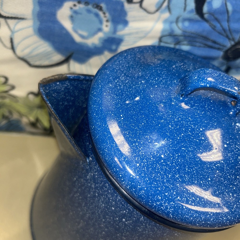 BLUE SPECKLED ENAMELWARE 10-INCH COFFEEPOT CAMPING