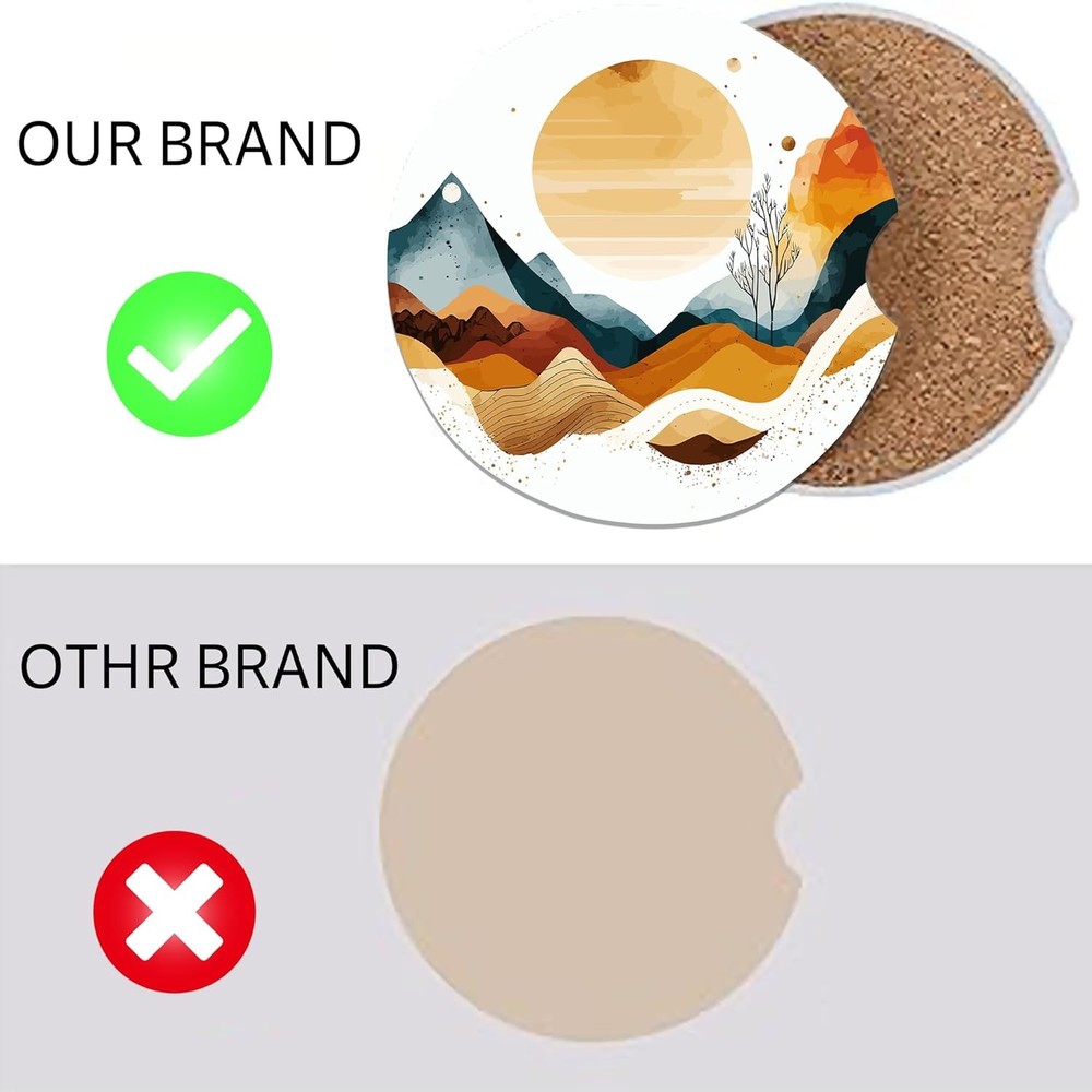 Golden Mountains Sunset Car Coasters - 2 Pack