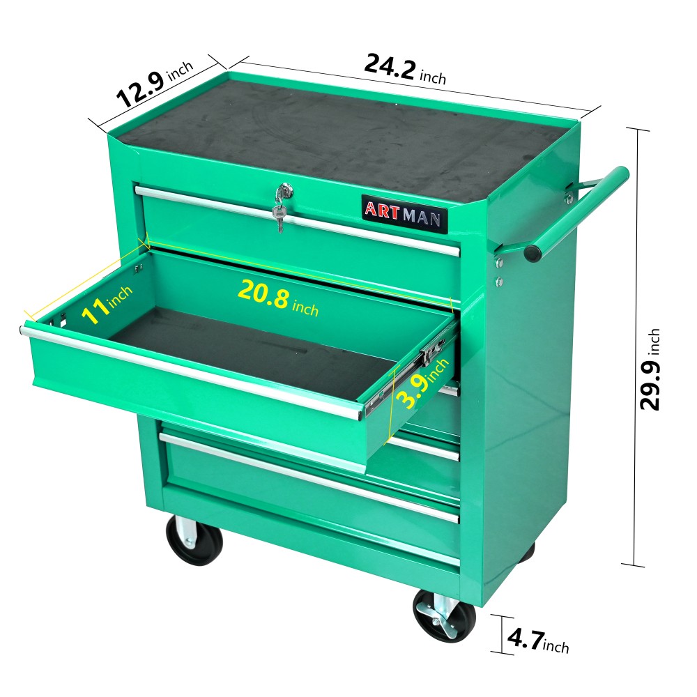 5-Drawer Tool Chest, Garage Storage Cabinet w/ 4 Wheels & Locking System