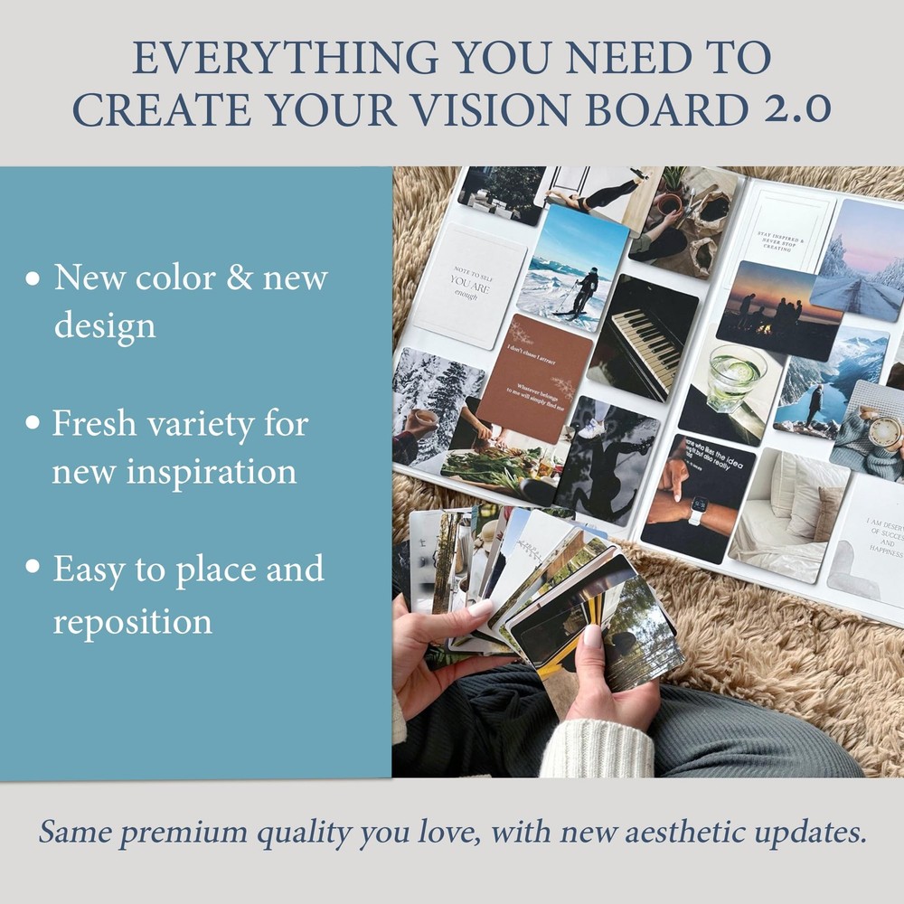 Vision Board Kit - 150 Image & Affirmation Cards, Foldable 20x14 Board - Goal