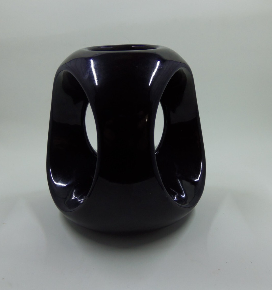 Intel 99 Black Ceramic Votive Tea Light Candle Holder Object D'Art