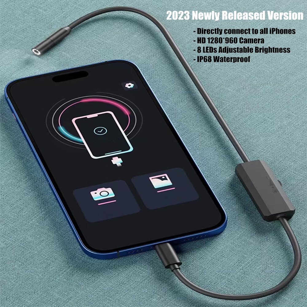 Slim 5.5mm Lens Endoscope Inspection Camera For iPhone/iPad/iOS Borescope Cable
