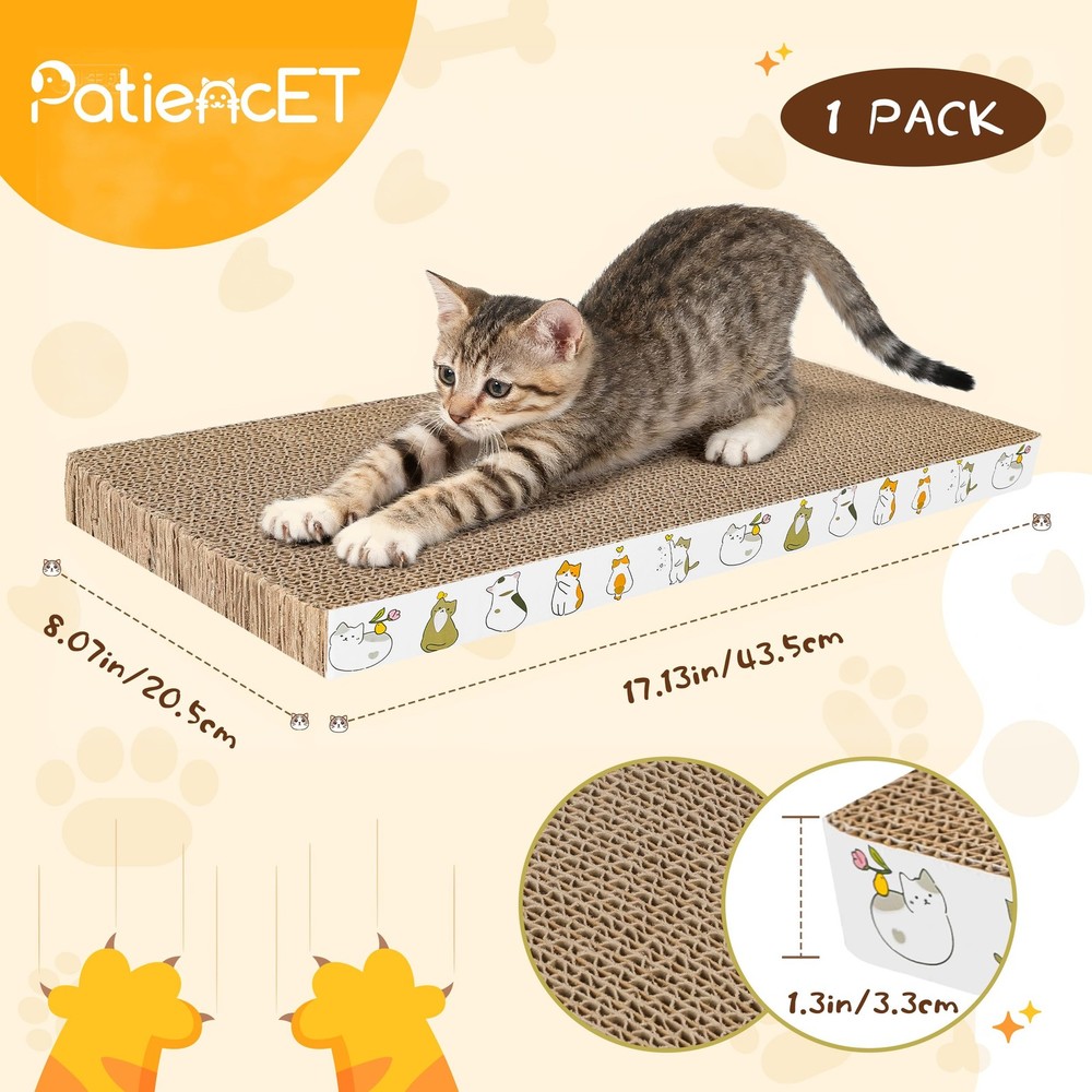 Cat Scratching Board 4 Pack Cardboard Catnips Flat Double Sided Pad Indoor