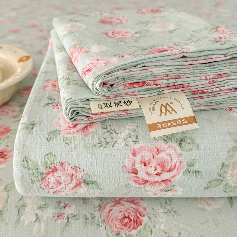 Double-Layer Weave Bed Flat Sheet 1PC - Single Double King Ultra-Soft Breathable