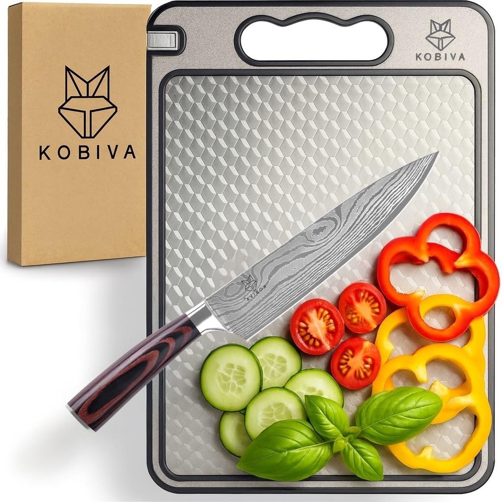 304 Stainless Steel Chopping Board - Non-Toxic, Scratch Resistant Easy