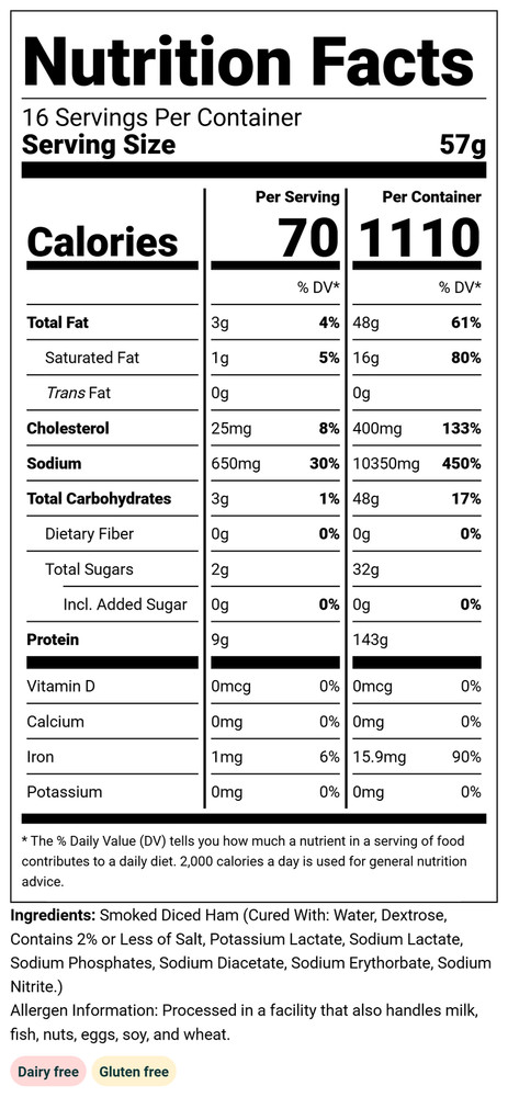 Freeze-Dried Ham - Diced
