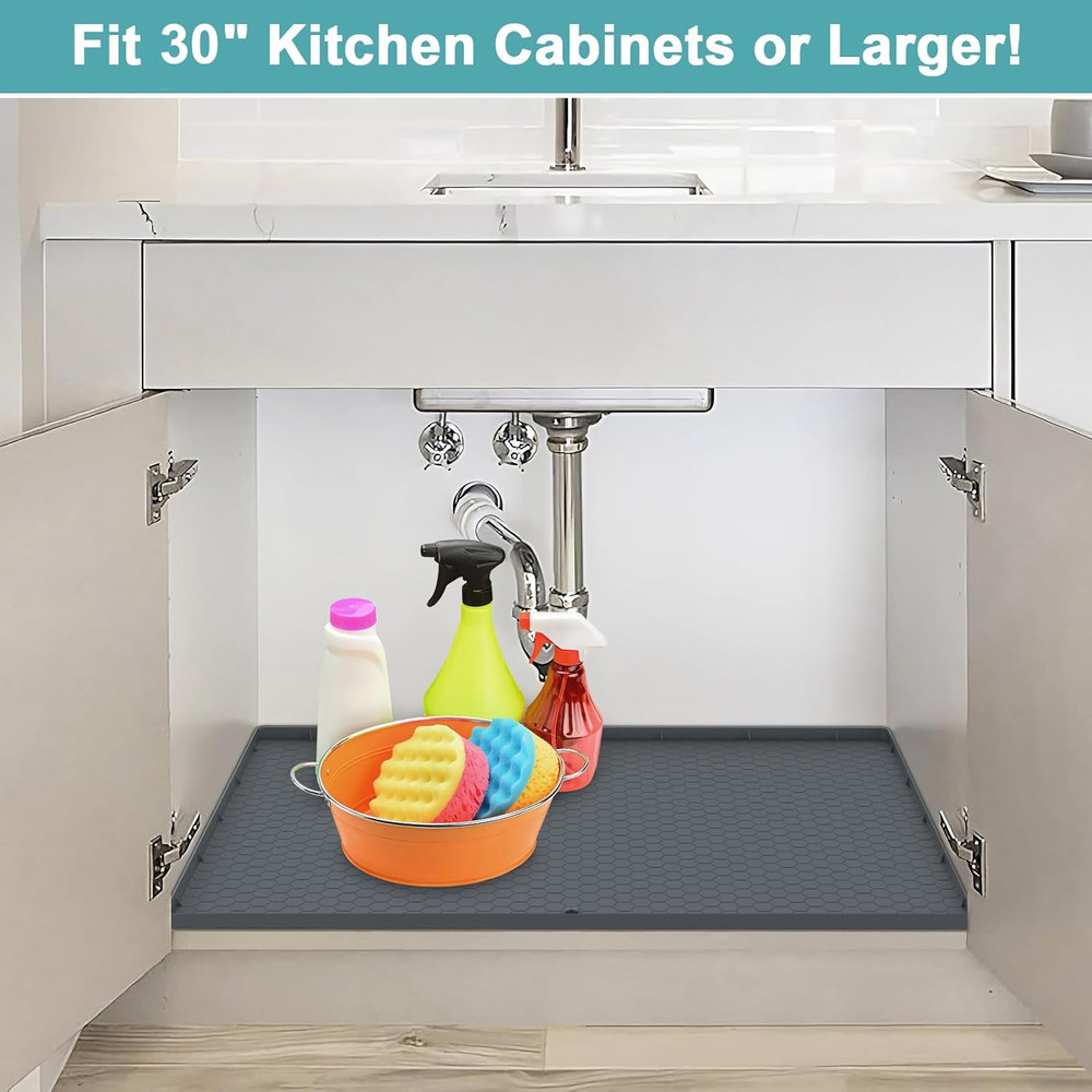 Waterproof under Sink Mat, 28" X 19" Silicone under Sink Mats for Kitchen, under