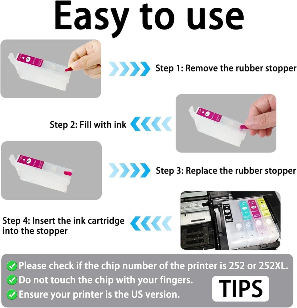 Refillable Sublimation Ink Cartridges for WF Printers - Environmentally Friendly