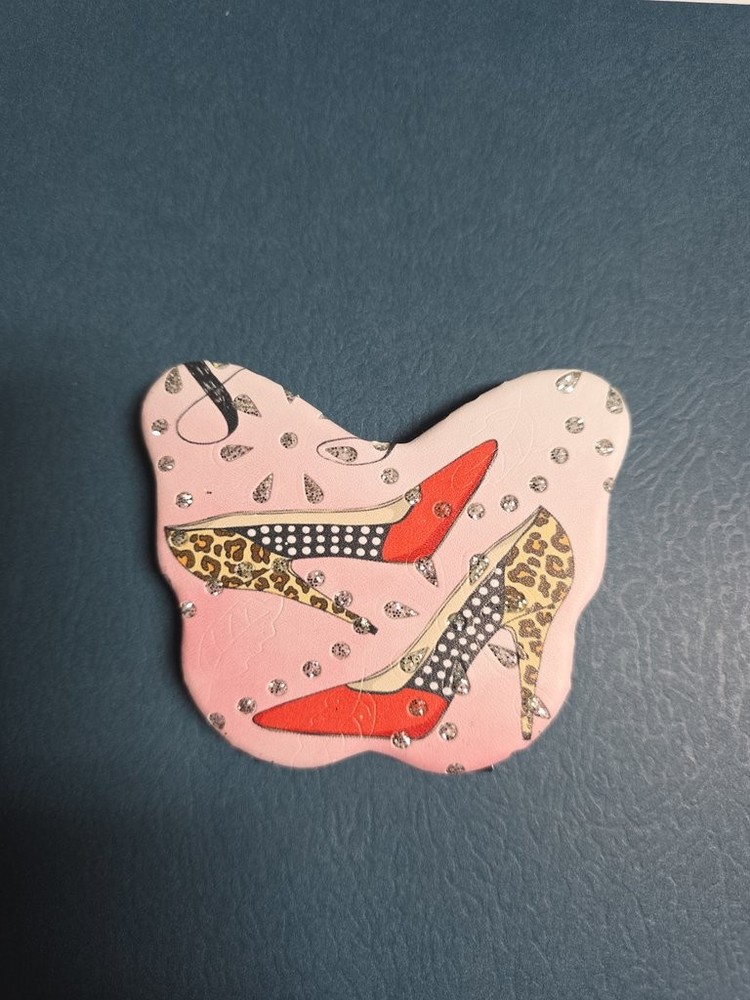 Vintage Butterfly Compact Mirror with Shoe Design