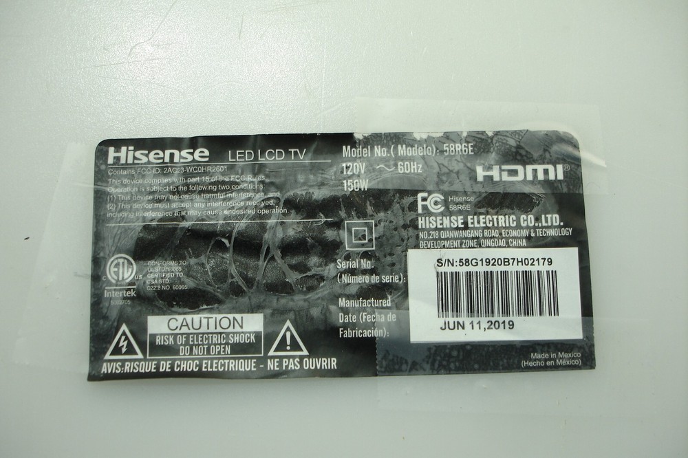 Hisense 248100B Main Board for 58R6E