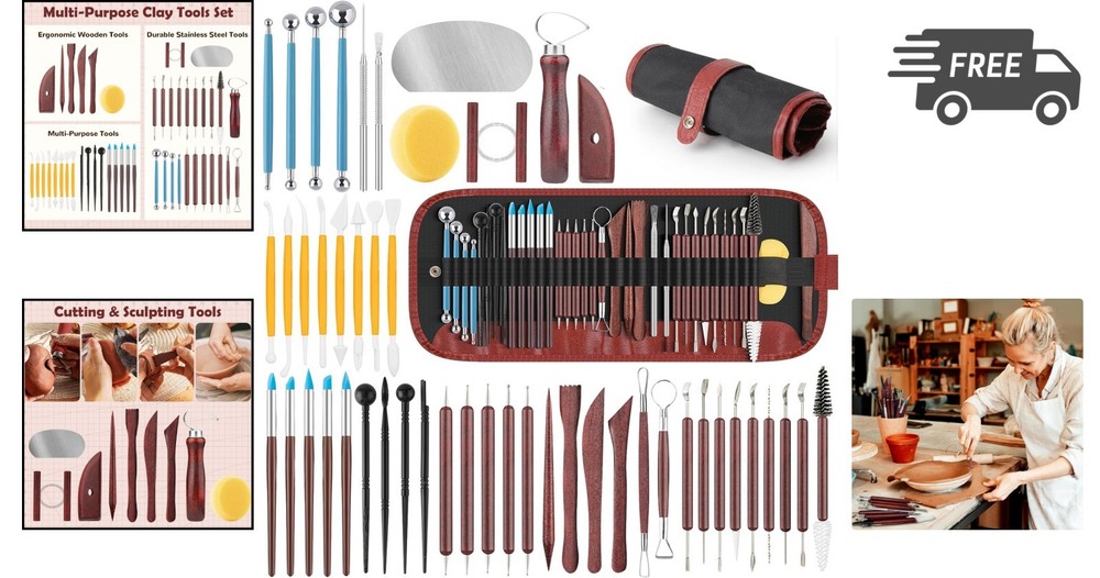 Pottery Clay Sculpting Tools Kit for Ceramic Modeling Trimming Carving