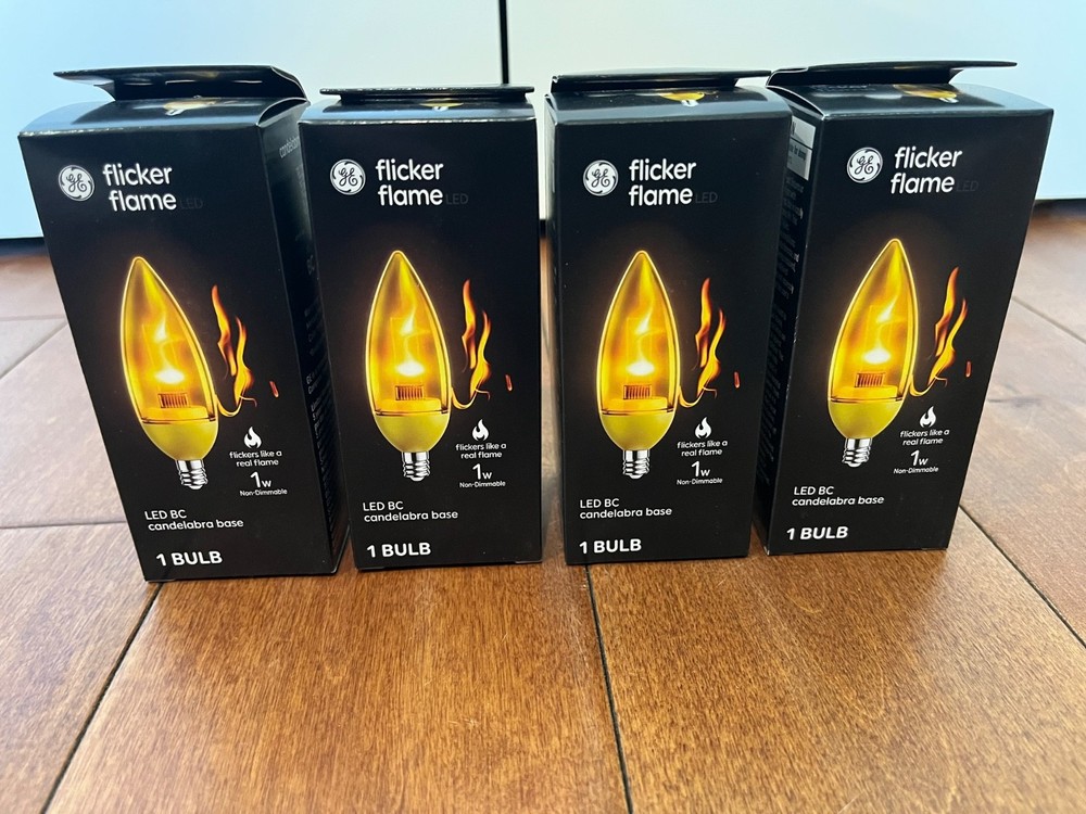 GE Flicker Flame LED Candelabra Base E12 1600K 1W Warm Candlelight ( 4 Pack )
