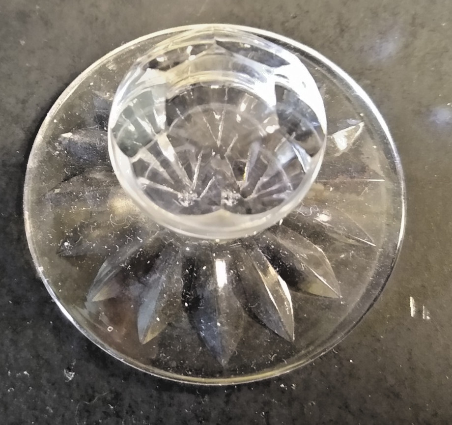 Astral Crystal Sugar Bowl/Condiment Jar pattern unknown 4.75" tall