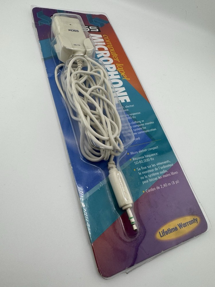 Vintage Koss M/6 Computer Lapel Microphone Compact 8 ft Cord Clip On