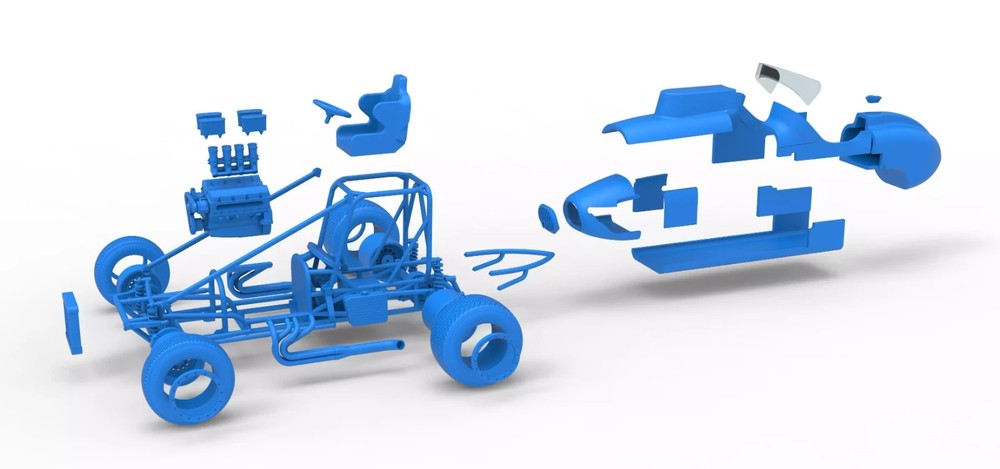 3D Printed Dirt Silver Crown Champ Car Model Kit in 1/25 Scale
