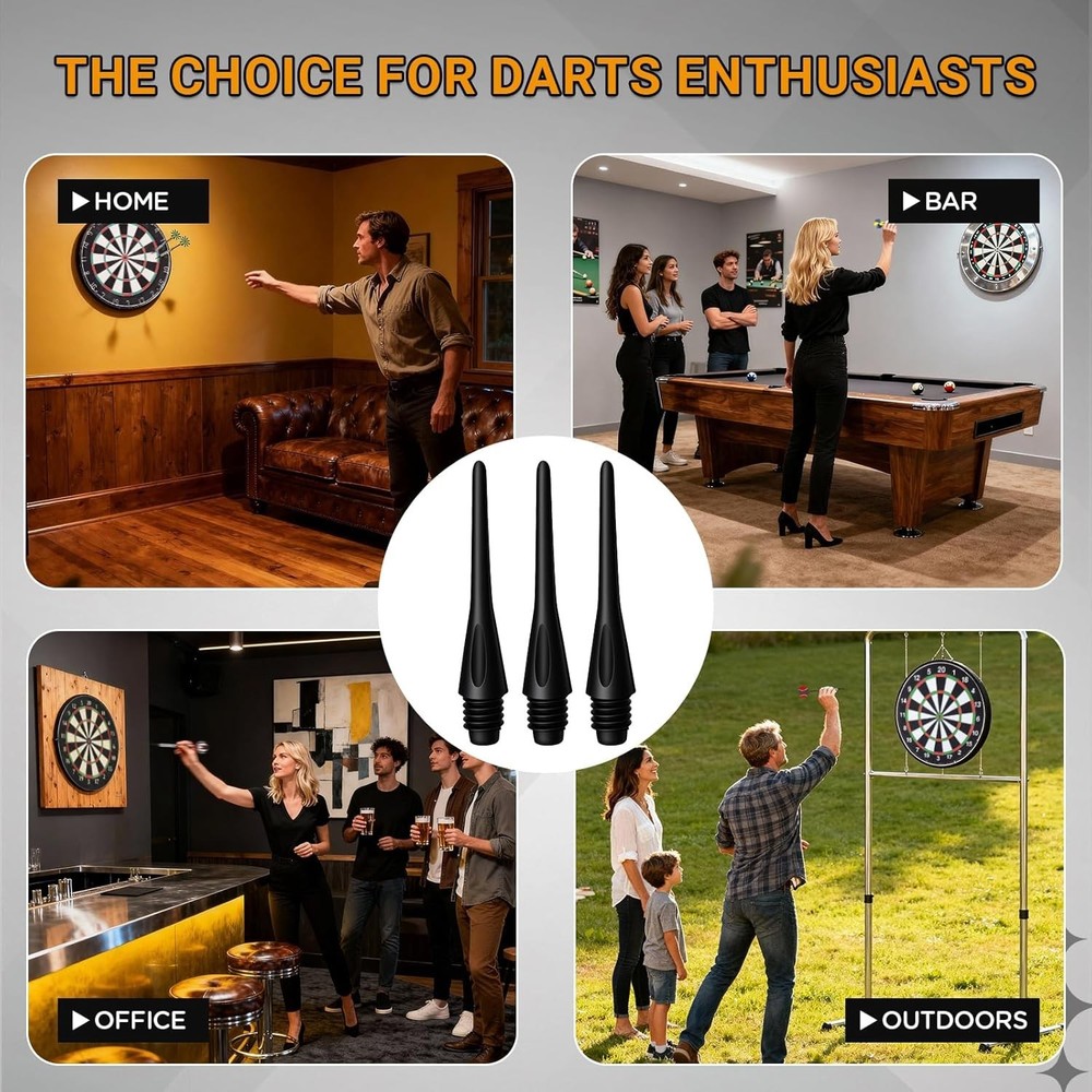 Plastic Dart Points 150 Pack for 2BA Threads Replacement Accessories Black