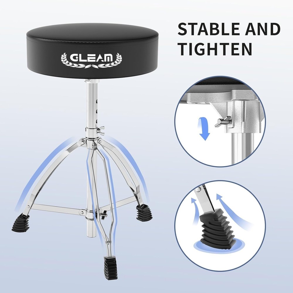 Universal Adjustable Drum Stool – Comfortable Memory Foam Seat up to 400 lbs