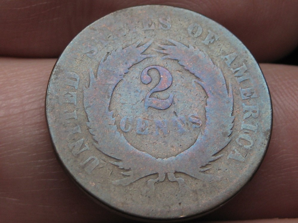 1870 Two 2 Cent Piece- Lowball, Heavily Worn, Toned, Poor 1 Candidate?