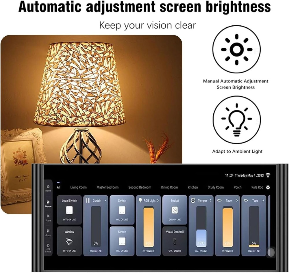 Smart Home Control Panel,12'' Dimmer and Background Music Player,Smart Life Tuya