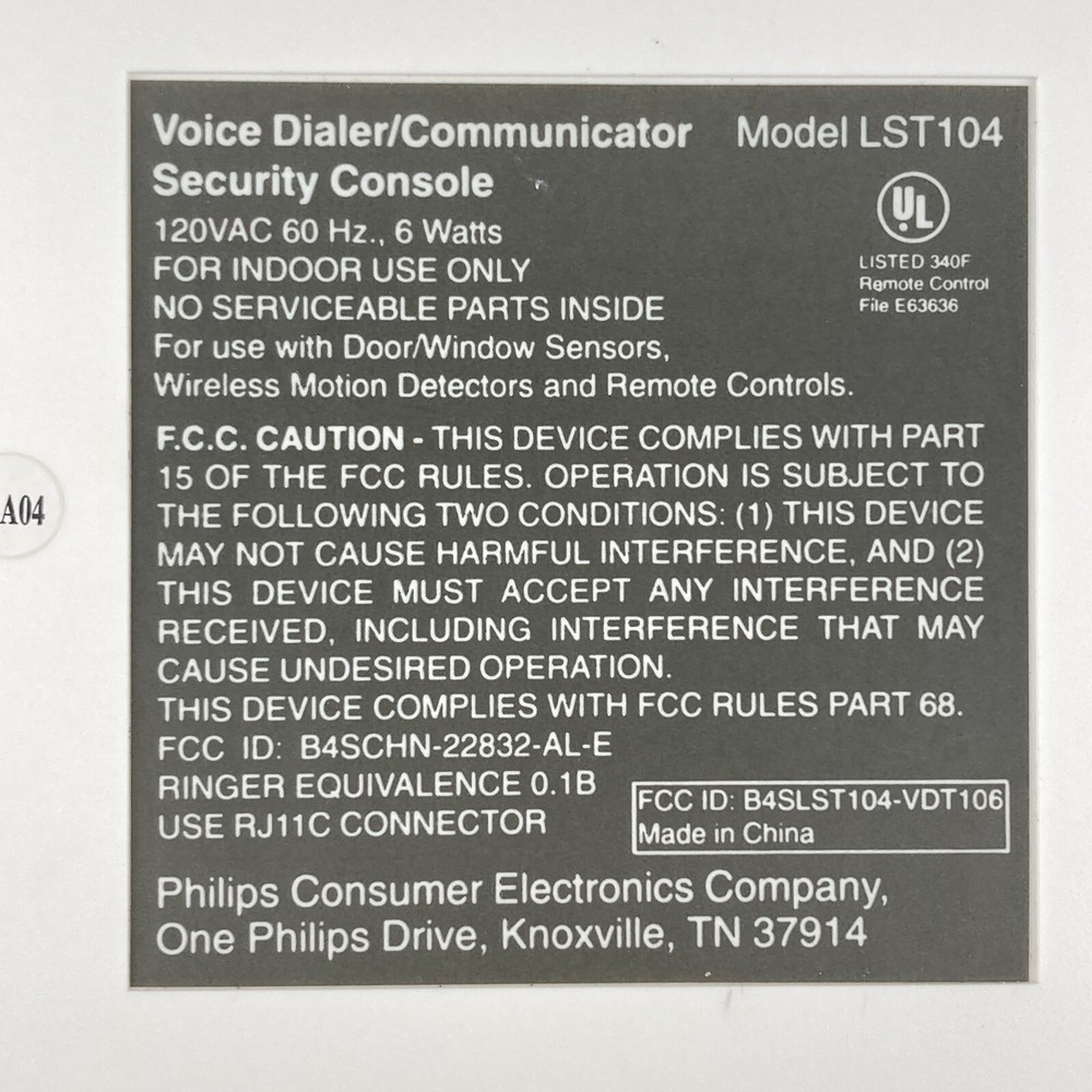 Magnavox Voice Dialer Communicator Security Console Control Panel LST104