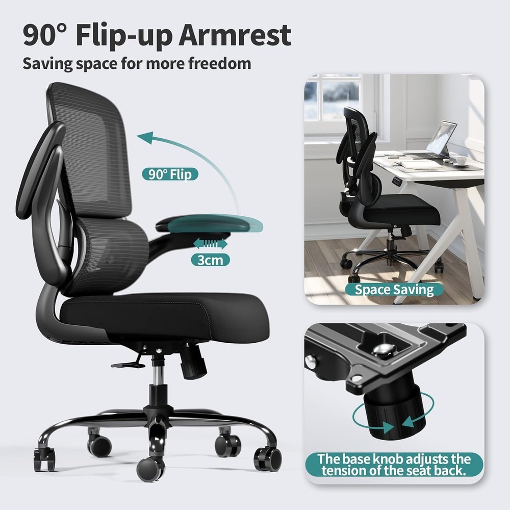 Adjustable Mesh Computer Chair with Rolling Wheels - Perfect for Gaming & Office