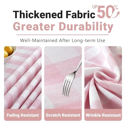 Pink Checkered Tablecloth Rectangle Washable 102" x 55" (Rectangular) A-pink