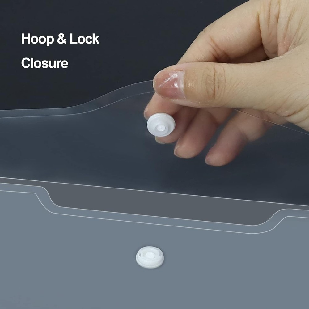 Plastic Envelopes 10 Pack Clear Document Folders，Plastic Envelopes with Snap C