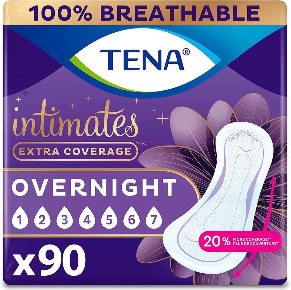 TENA Women's Pads Overnight Absorbency Bladder & Postpartum Extra Coverage 90 ct