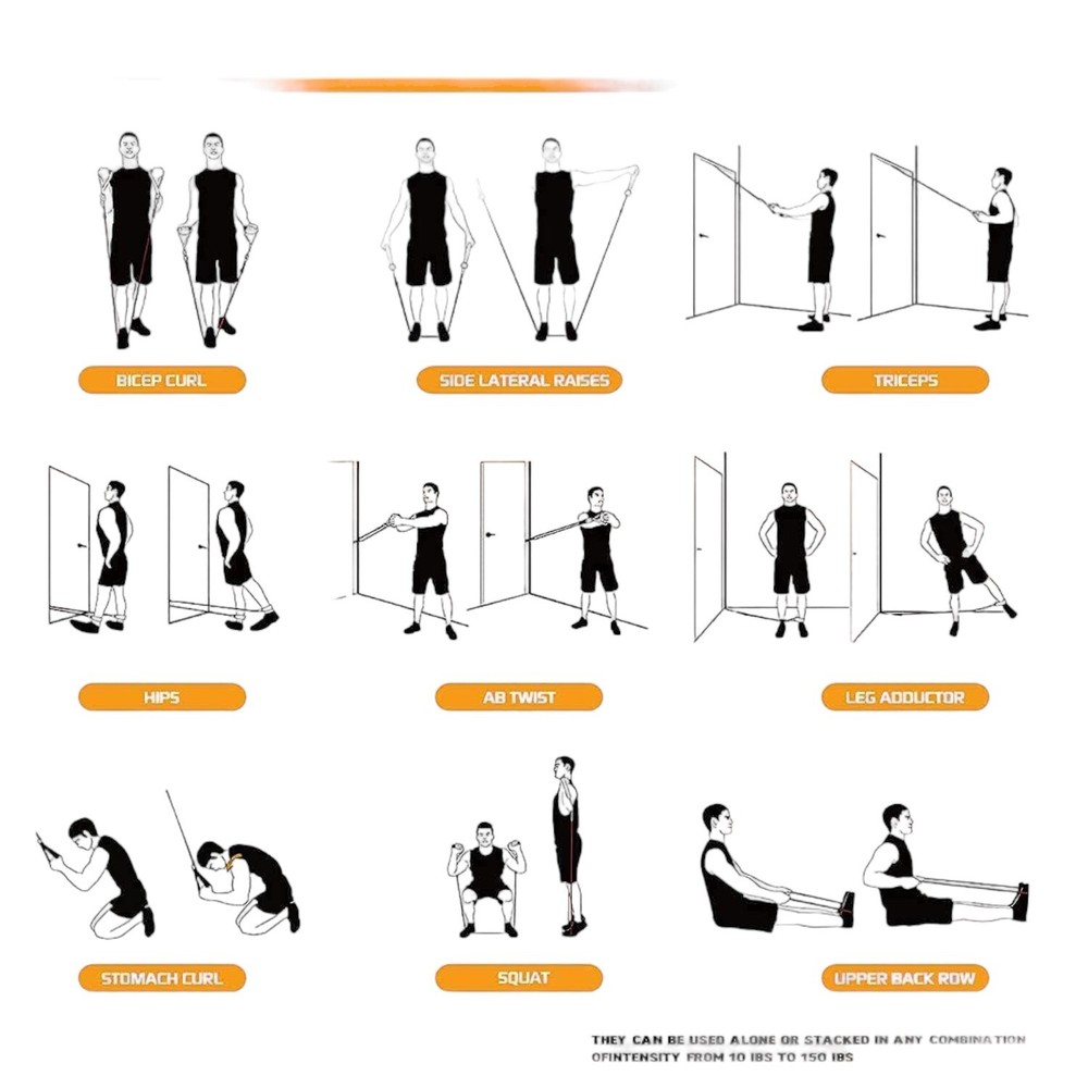 Resistance Bands Set 150 lbs - 11 Piece Strength Training