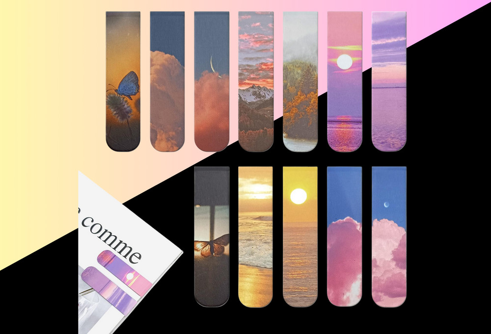 Magnetic Bookmark Set - 12pcs Double-Sided Landscape Page Markers