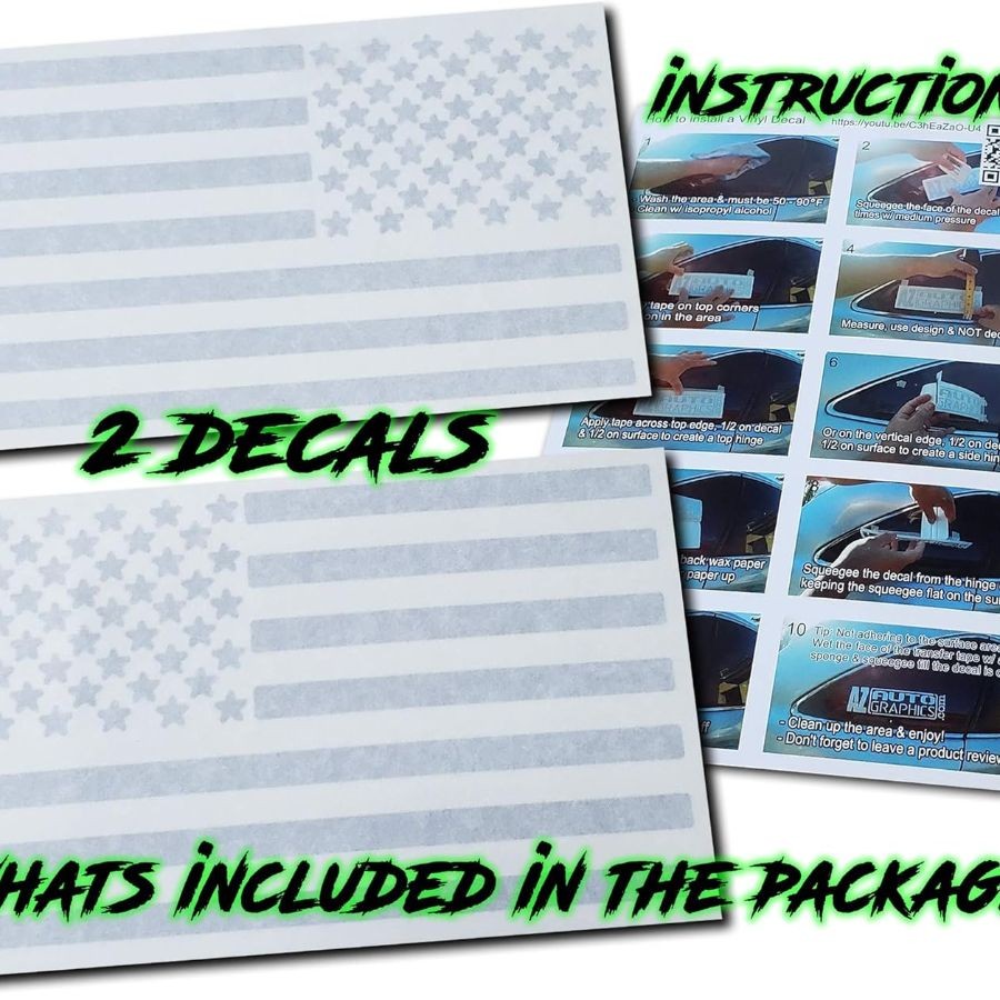 American Flag Decal (4" x 7", Silver Metallic)