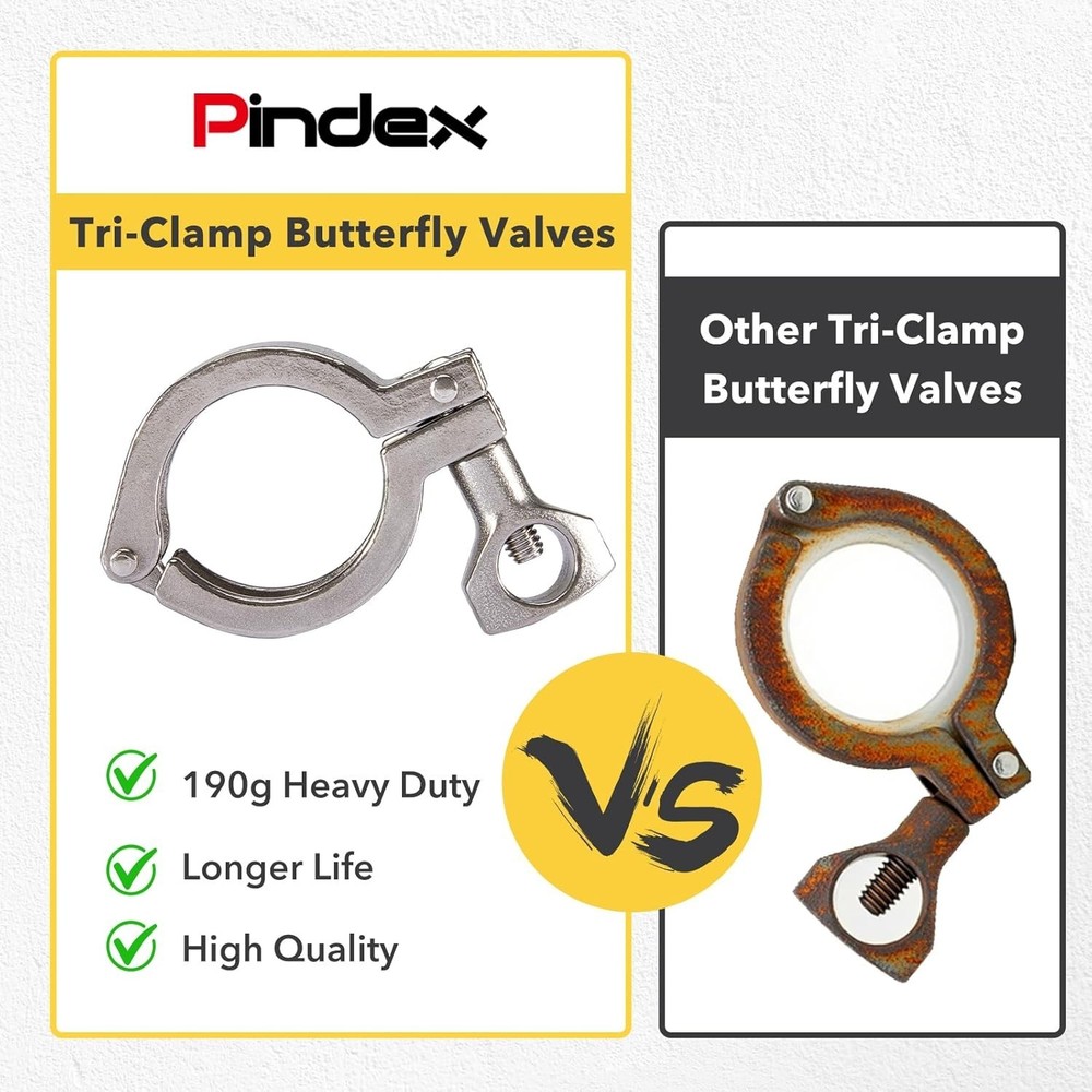 2 Pack 2 Inch Tri Clamp Sanitary Butterfly Valve with Pull Handle Stainless Stee