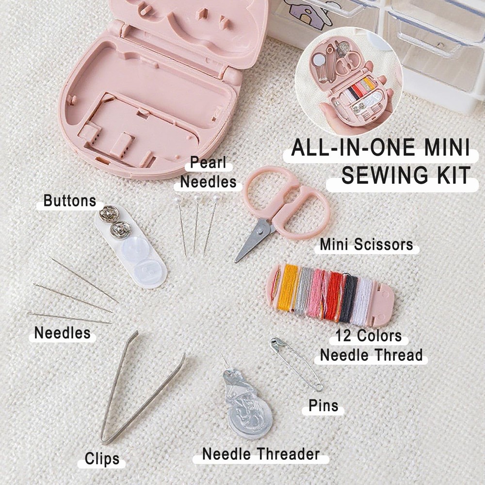 12 Pack Mini Sewing Kits, Compact Travel Emergency Sewing Set with Threads, S...